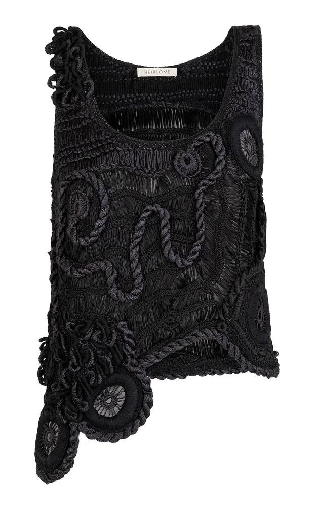 India Freeform Crochet Silk-Cotton Top