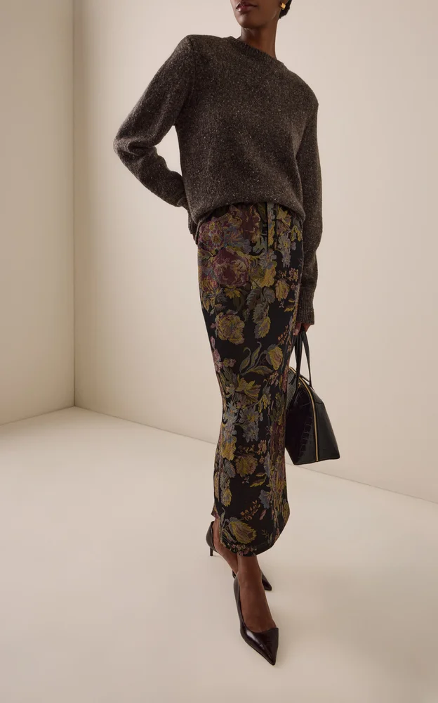 Fontaine Floral Stretch-Silk Maxi Skirt