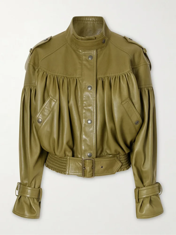 Leather bomber jacket