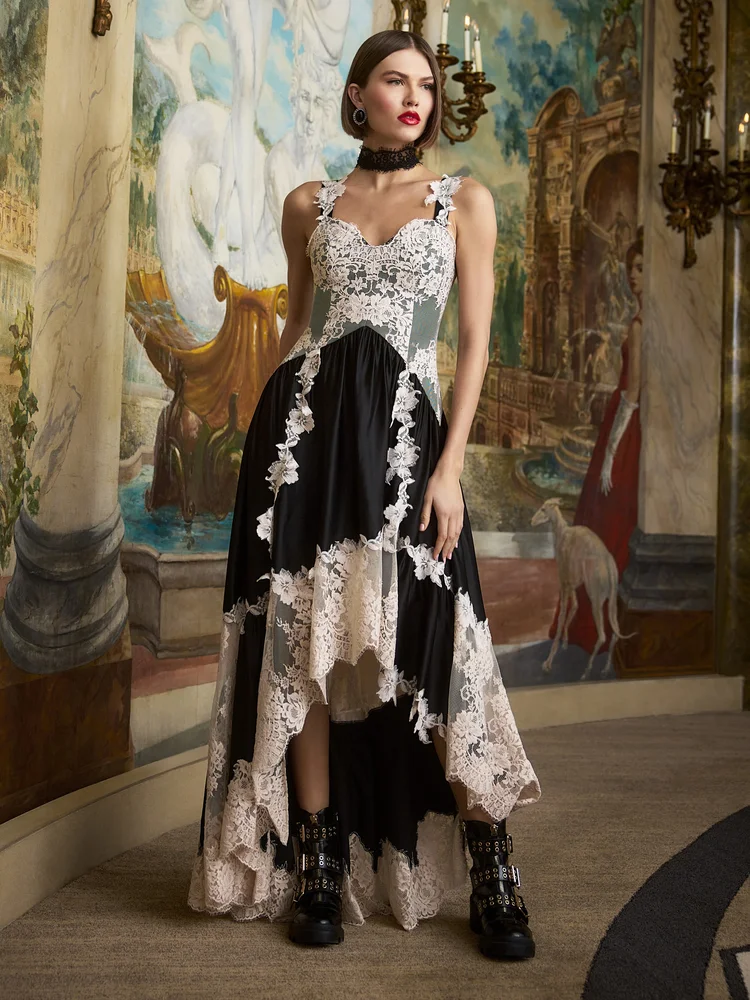 ADLA ASYMMETRICAL LACE DRESS