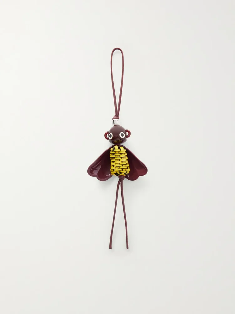 Bloombee leather and silver-tone bag charm