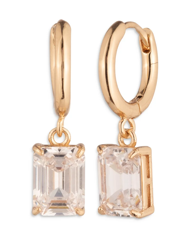 Cubic Zirconia Drop Huggie Hoop Earrings