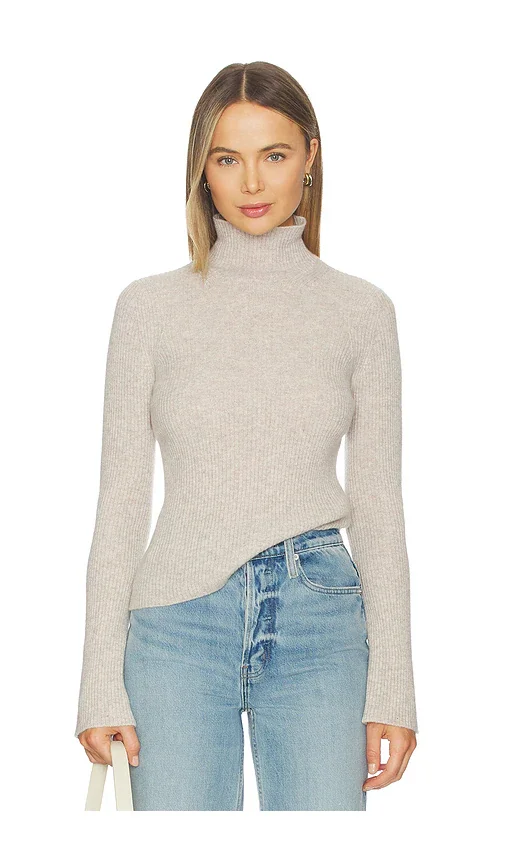 Ribbed Funnel Neck Sweater James Perse