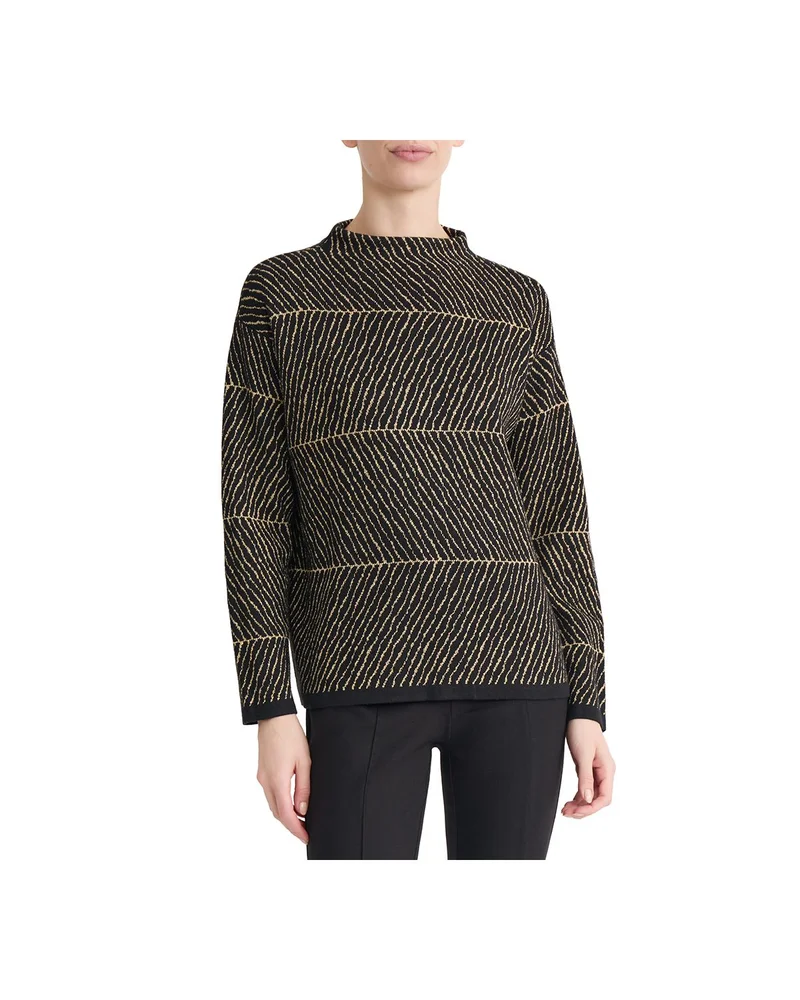 Jacquard Funnel Neck Long-Sleeve Sweater