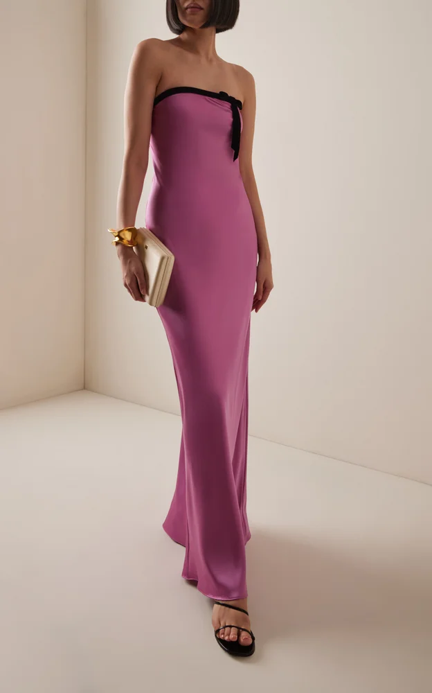 Exclusive Strapless Silk Satin Maxi Dress
