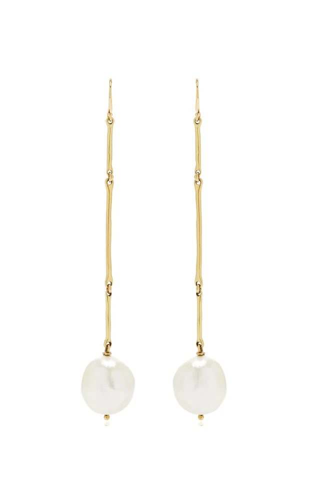 18k Green Gold South Sea Pearl Shoulder Duster Earring