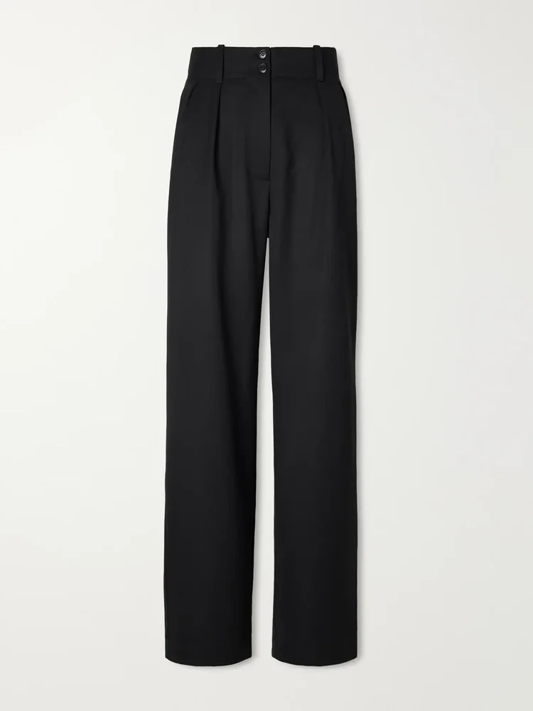 Painter pleated wool-twill wide-leg pants