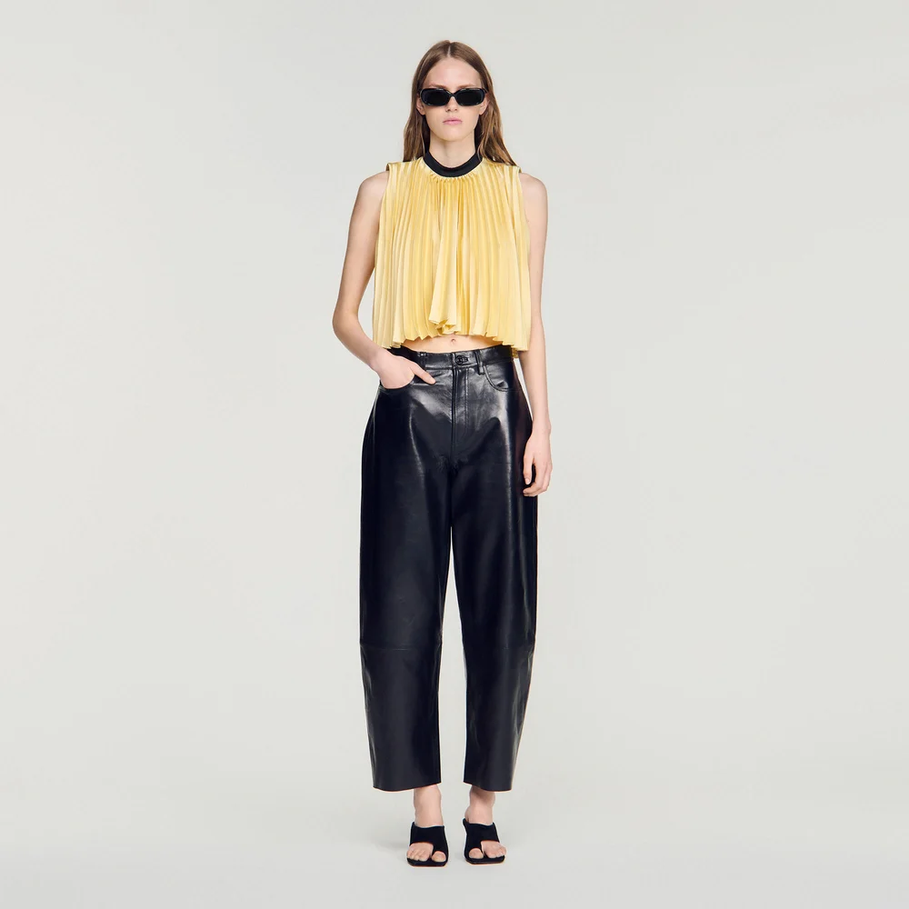 PLEATED TIE-BACK TOP