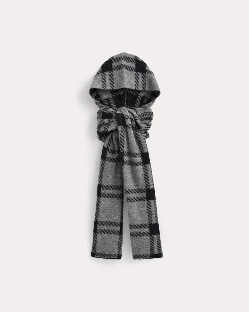 Wool Cashmere Tie-Front Scarf | Vintage Grey/Vintage Black