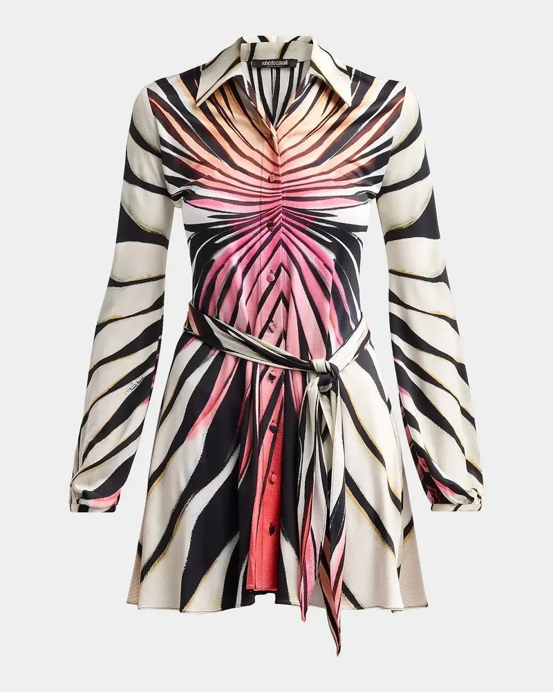 Printed Belted Mini Shirtdress