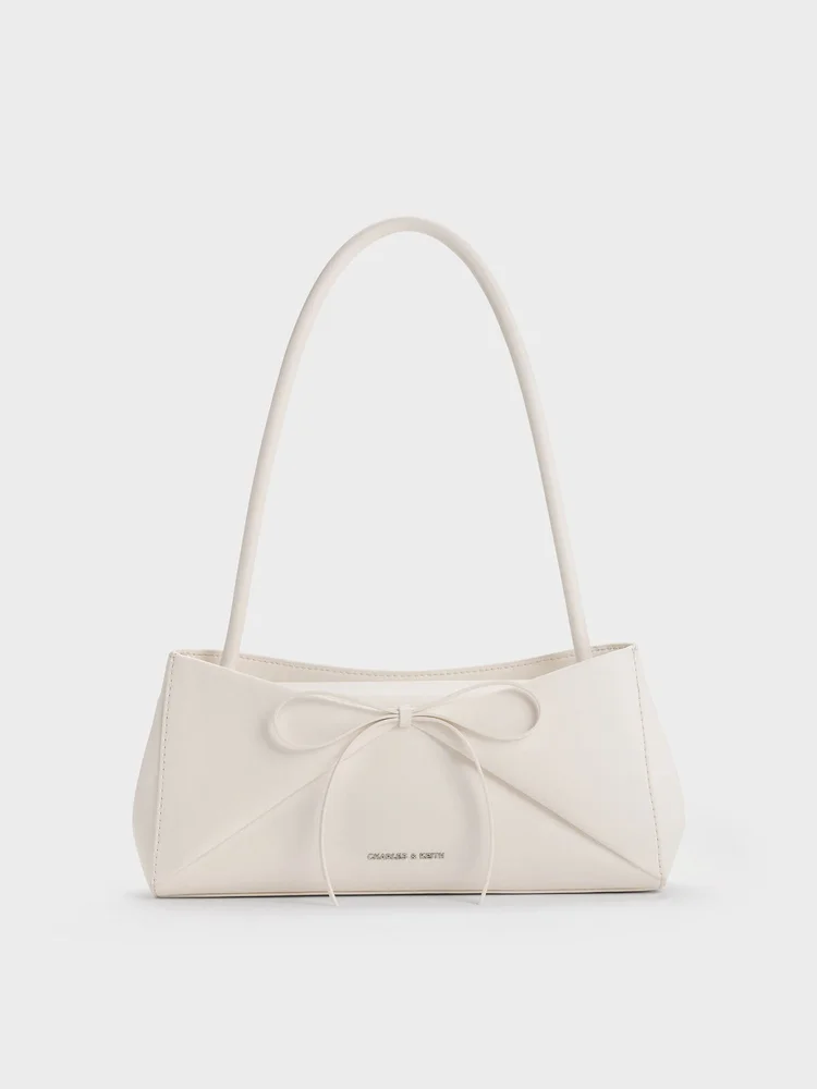 Hazel Bow Panelled Shoulder Bag, Cream