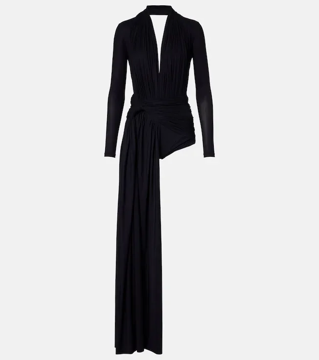 Asymmetric draped minidress
