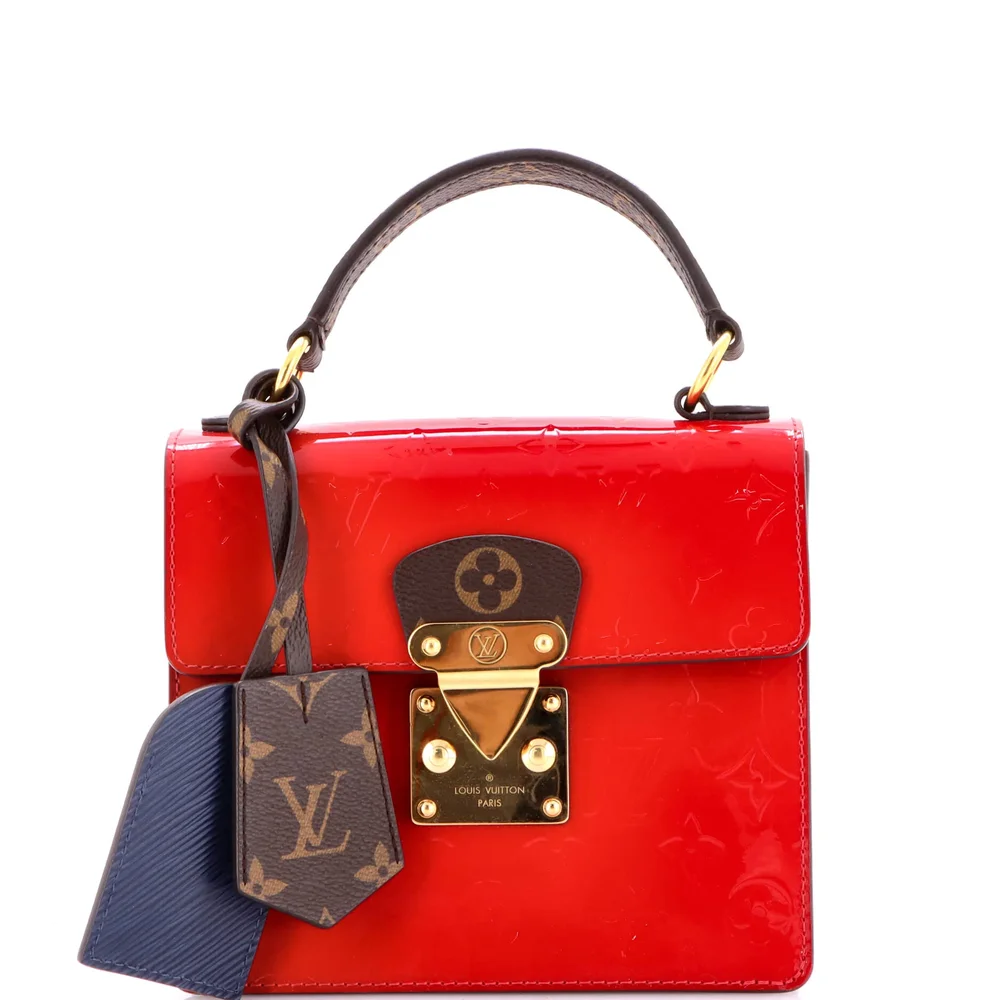 Spring Street NM Handbag Monogram Vernis with Monogram Canvas and Epi Leather, Red