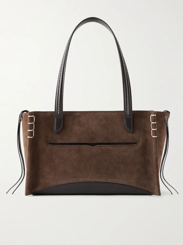 Loafer Cabas leather-trimmed suede tote