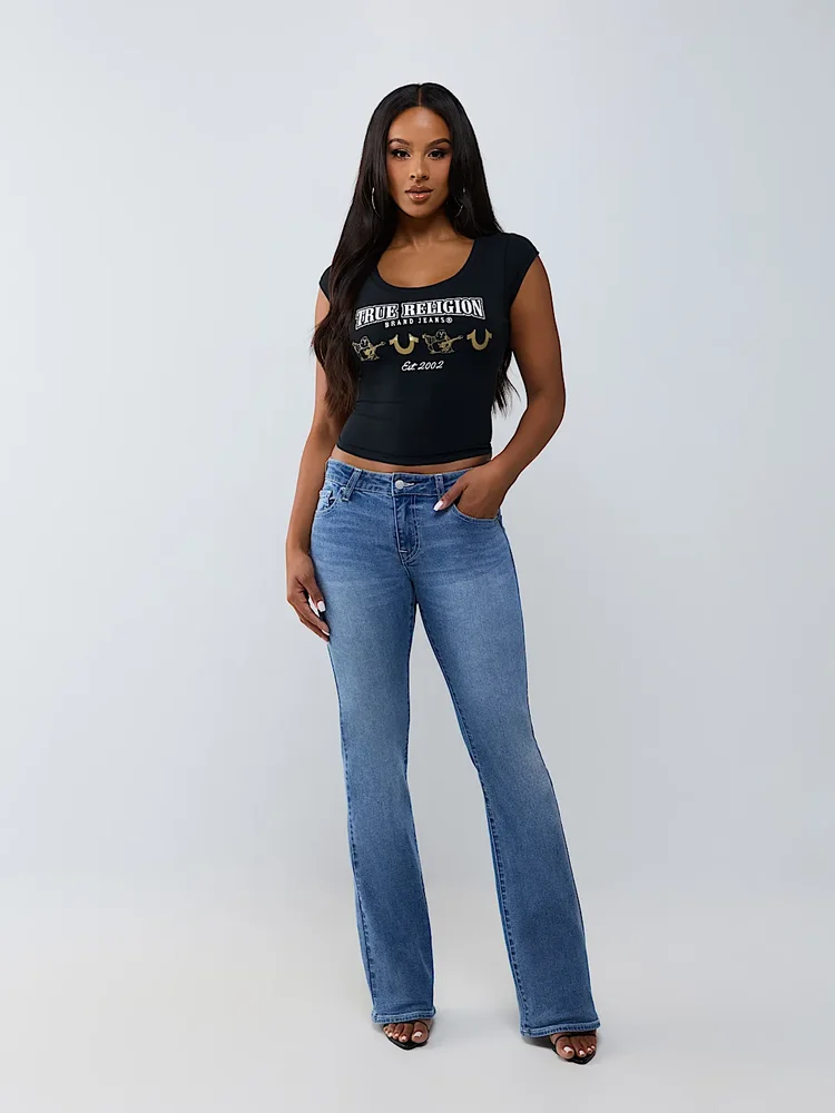 Becca Mid Rise Crystal Bootcut Jean