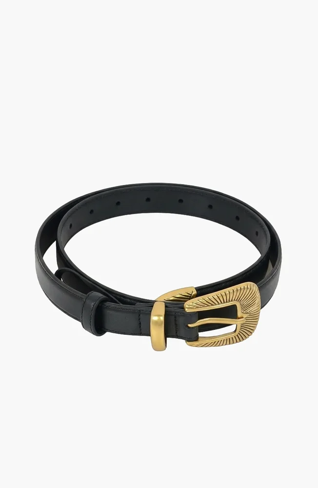 Engraved Buckle Leather Belt