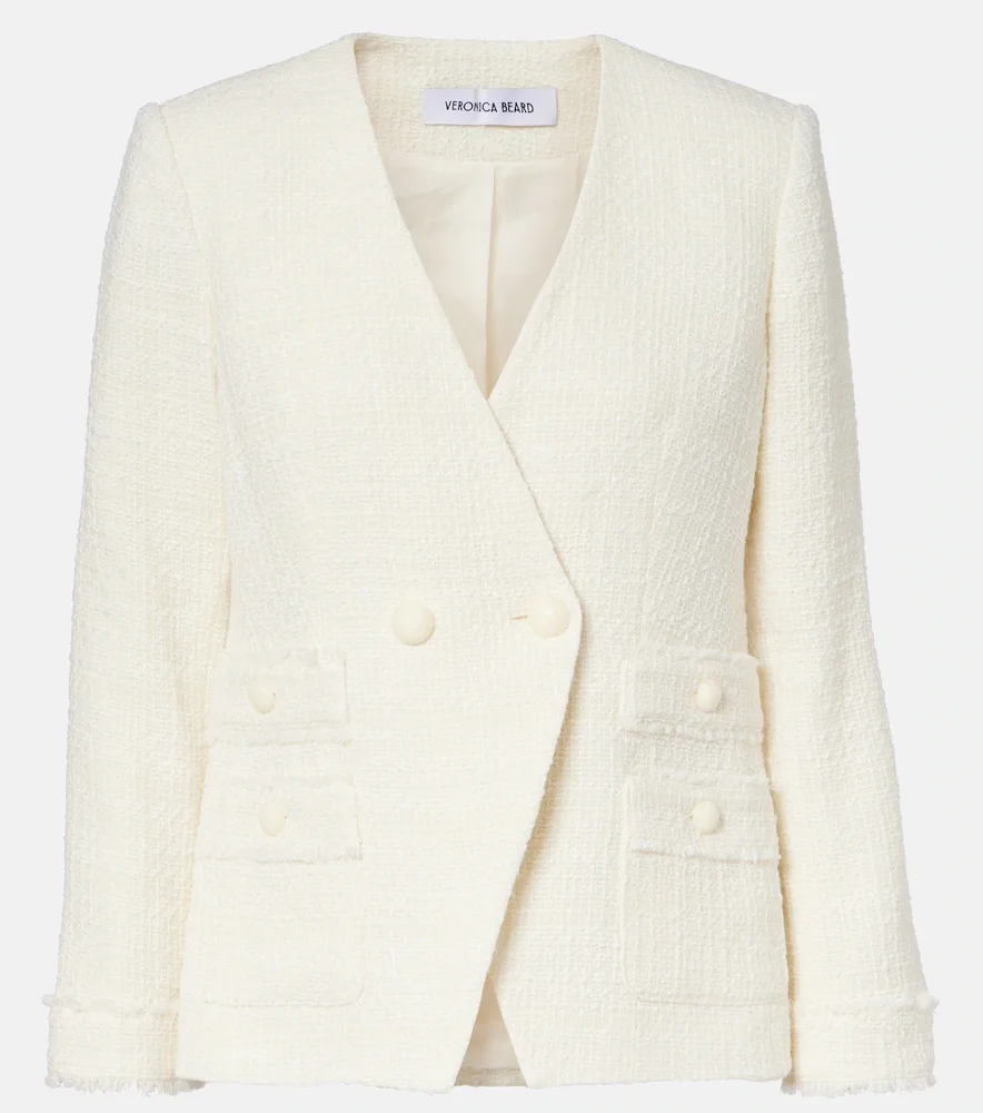 Double-breasted tweed blazer
