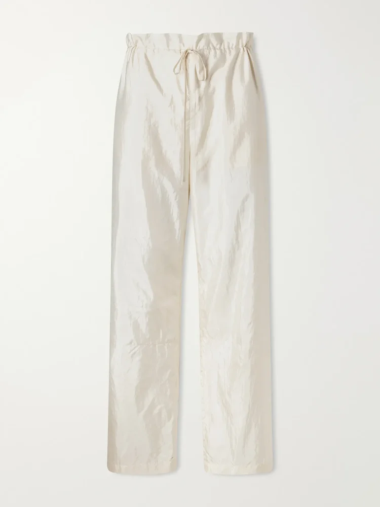 Morocco cotton and silk-blend habotai wide-leg pants