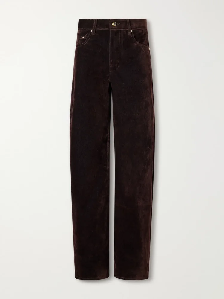 Rider cotton-blend velvet low-rise wide-leg jeans