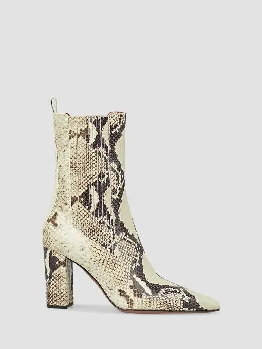Anja 85MM Snakeskin-Embossed Leather Ankle Boots