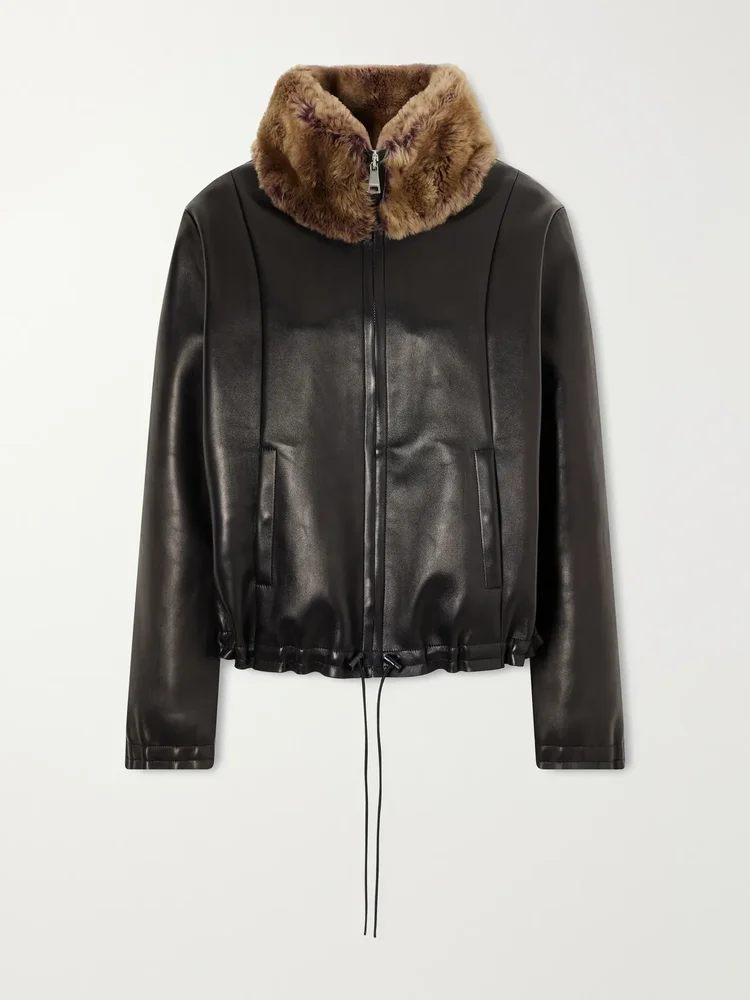 So Linda shearling-trimmed leather jacket