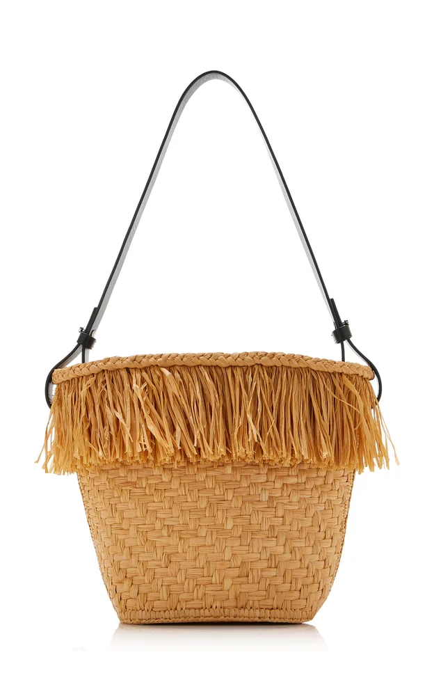 Fringed Raffia Bucket Bag