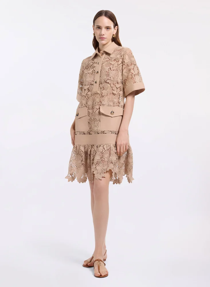 Macramé & Drill Short Dress