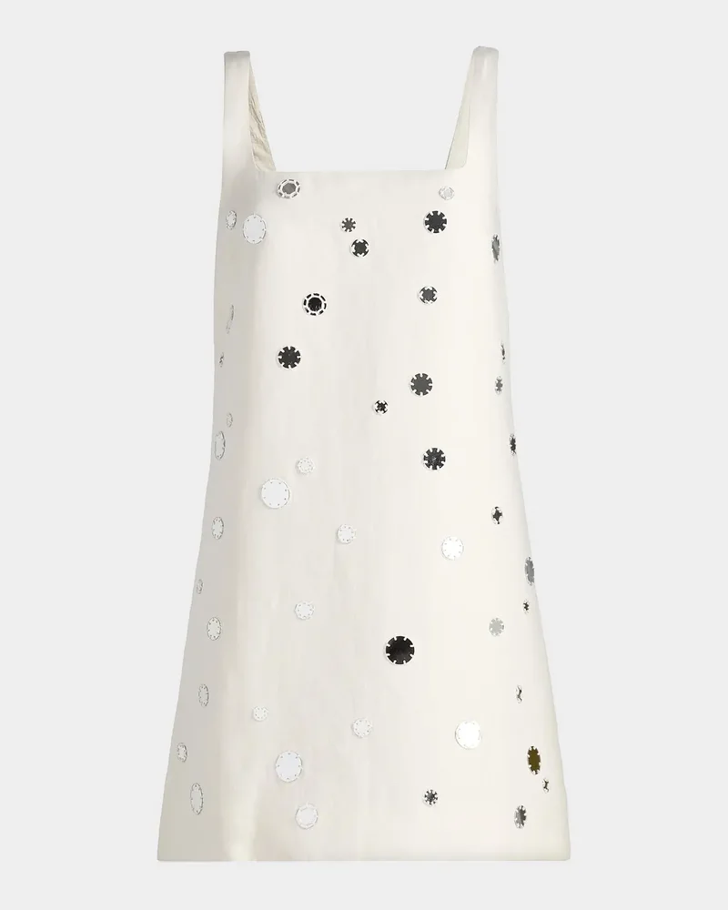Barton Mirror Embellished Linen-Blend Minidress