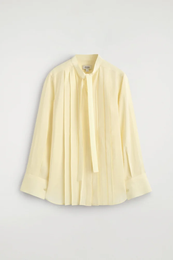 Pleated Bow-detail Blouse