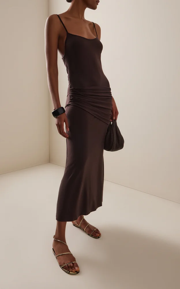 Draped Jersey Midi Dress