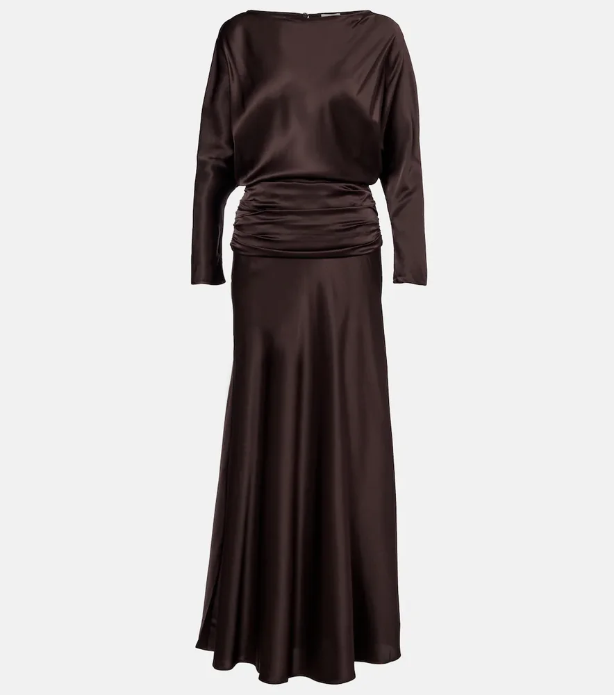Freda ruched silk-blend gown