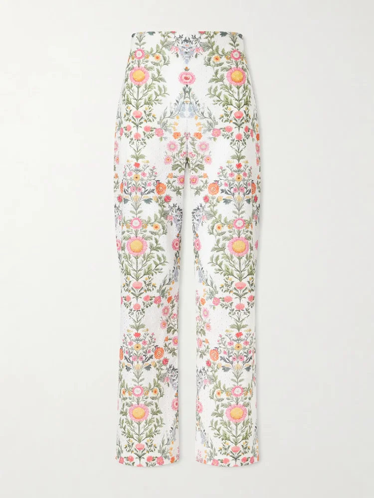 Joshua broderie anglaise cropped cotton straight-leg pants