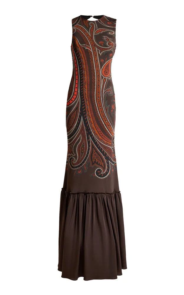 Printed Jersey Maxi Dress