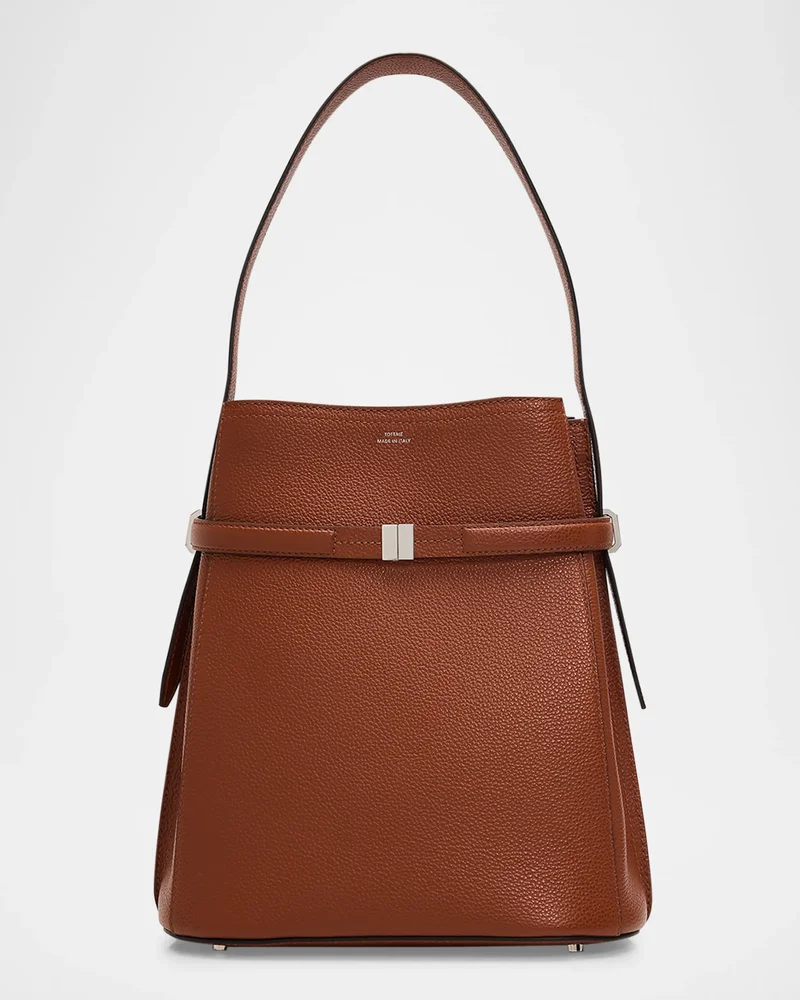 Belted Bucket Grain Leather Shoulder Bag