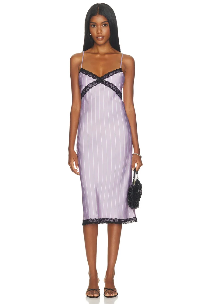 Cami Slip Dress - Lavander & White