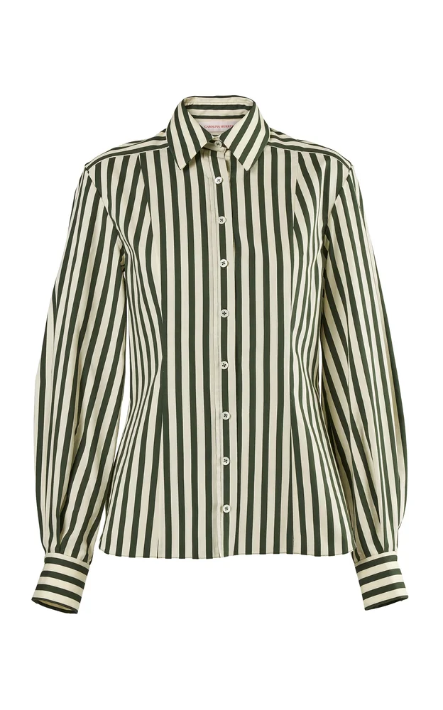 Cotton-Blend Stripe Button-Down Shirt