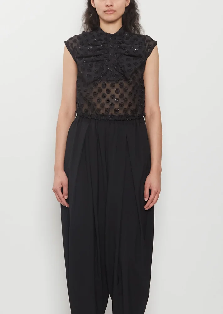 Polka Dot Jacquard Georgette Blouse