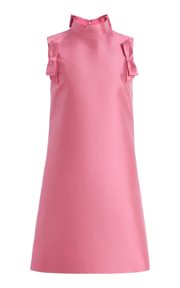 Bow-Detailed Silk Mini Dress