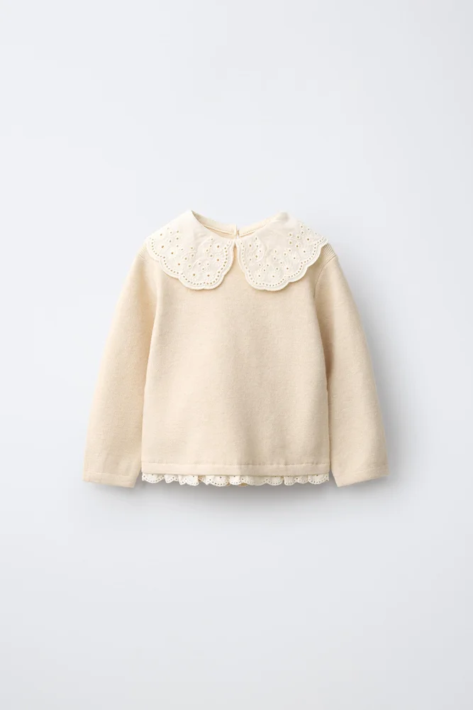 Embroidered Collar Knit Sweater