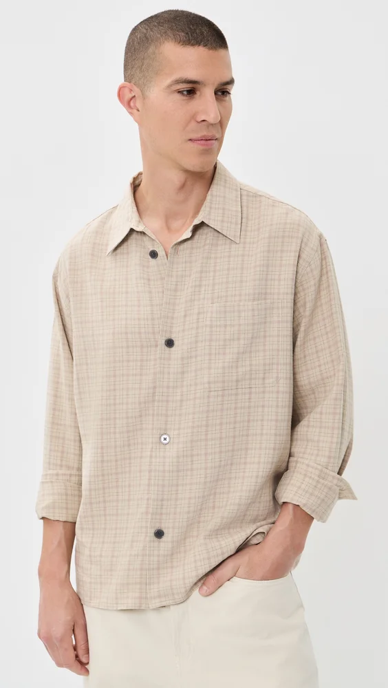 Linen Blend Plaid Shirt