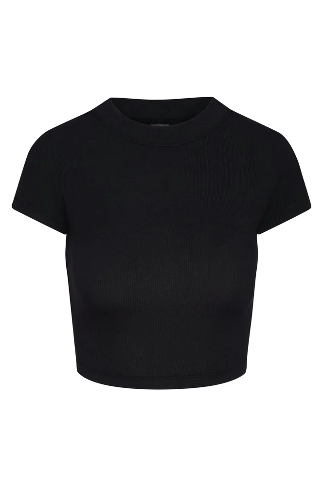 Ojai Tee Crop - Black Lightweight Rib