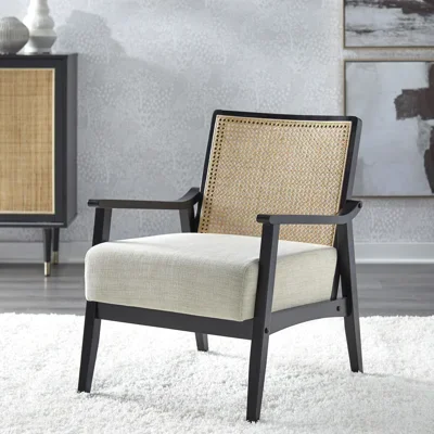 Shonda Cane and Solid Wood Accent Chair