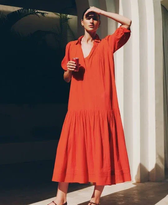 ME+EM Women's 2-In-1 Swing Textured Cotton Dress