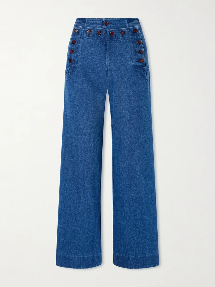 Sailor cropped high-rise wide-leg jeans