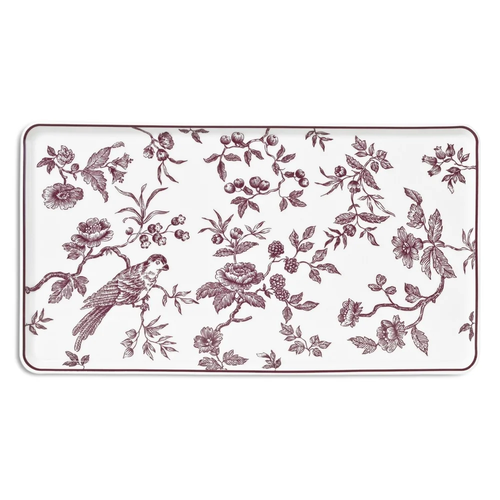 Porcelain Bird Motif Rectangular Platter