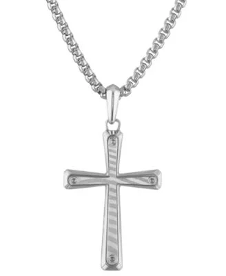 Men's Icon Damascus Steel Pendant Necklace in Sterling Silver, 24" + 2" extender