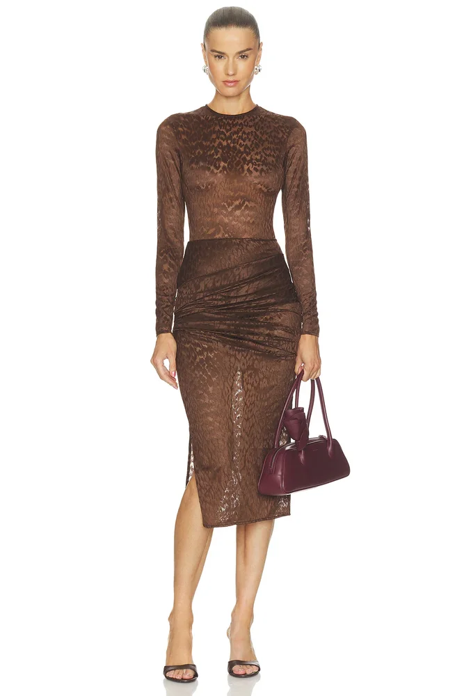 Long Sleeve Asymmetric Drape Dress