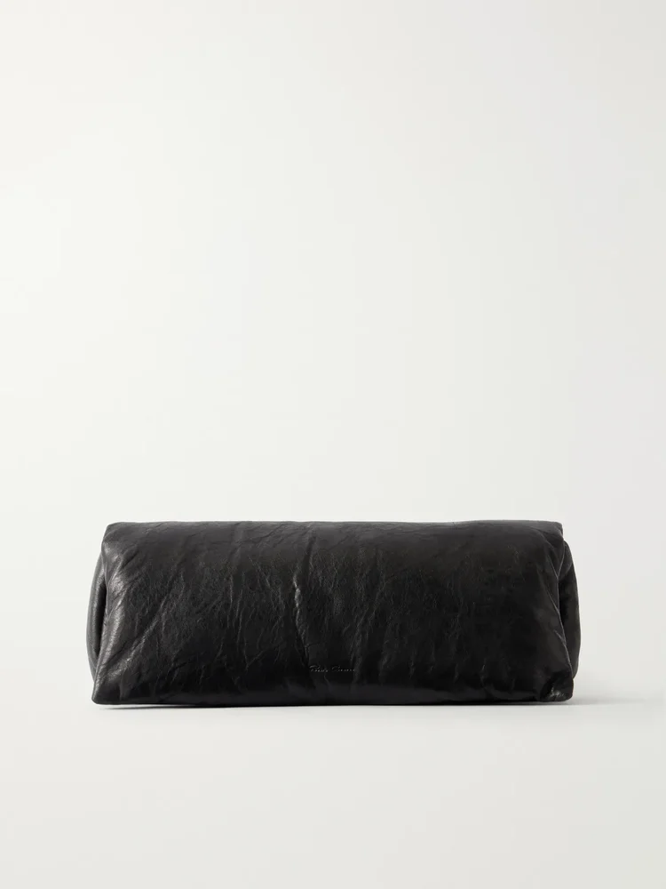 Baguette logo-debossed crinkled leather clutch