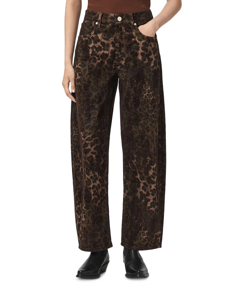 Sadie High Rise Barrel Jeans in Leppo Brown