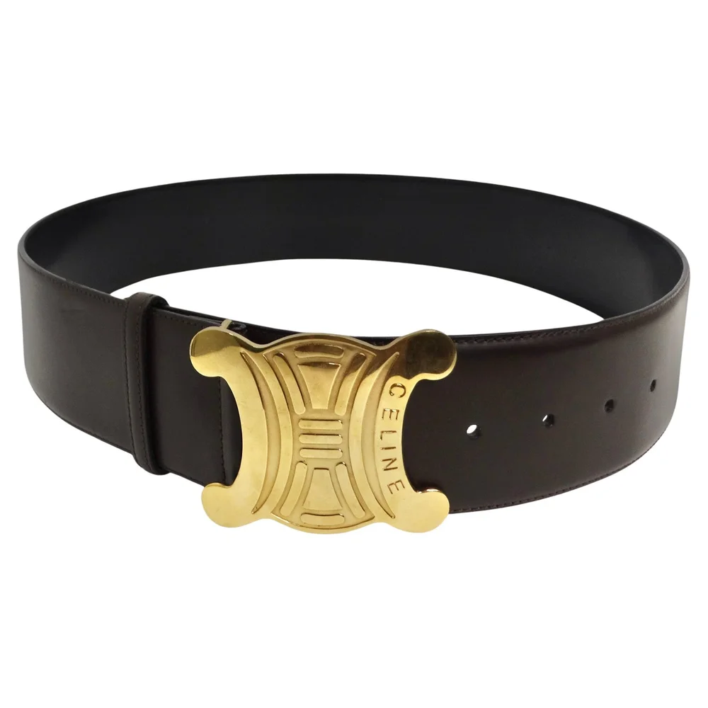 Pre-Owned 1990s Logo Buckle Belt in Brown Leather